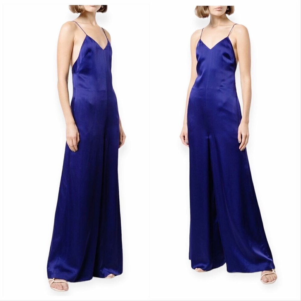 Rosetta Getty Camisole Wide Leg Jumpsuit Blue Size 12, New with tag